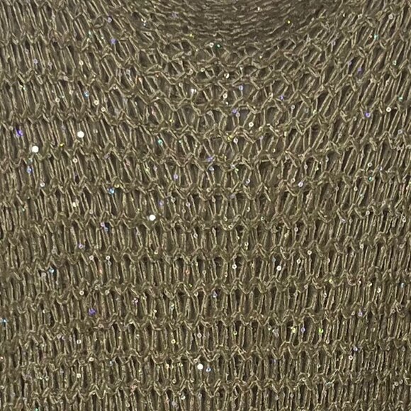 Inseparable Open Knit Sweater Womens Large Khaki Green Casual Sequin - Picture 5 of 8